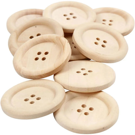 Creativ Company Holzknöpfe, D 35 mm, Lochgröße 2 mm, 4 Löcher, 10 Stück 1 Box