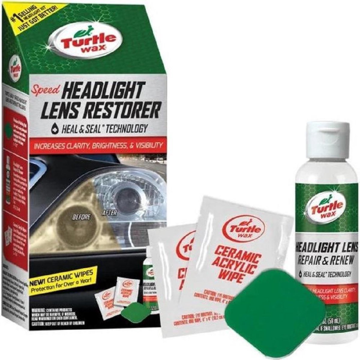 Turtle Wax Speed-Scheinwerfer-Set – Scheinwerfer-Reparaturset – stellt Scheinwerfer und Rücklichter wieder her – arbeitet 35 % schneller mit besseren Ergebnissen – Komplettpaket