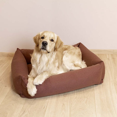 D d home – Eden Hundebett – wasserabweisender, waschbarer Bezug – Kastanienbraun – mittel 90 x 70 x 22 cm