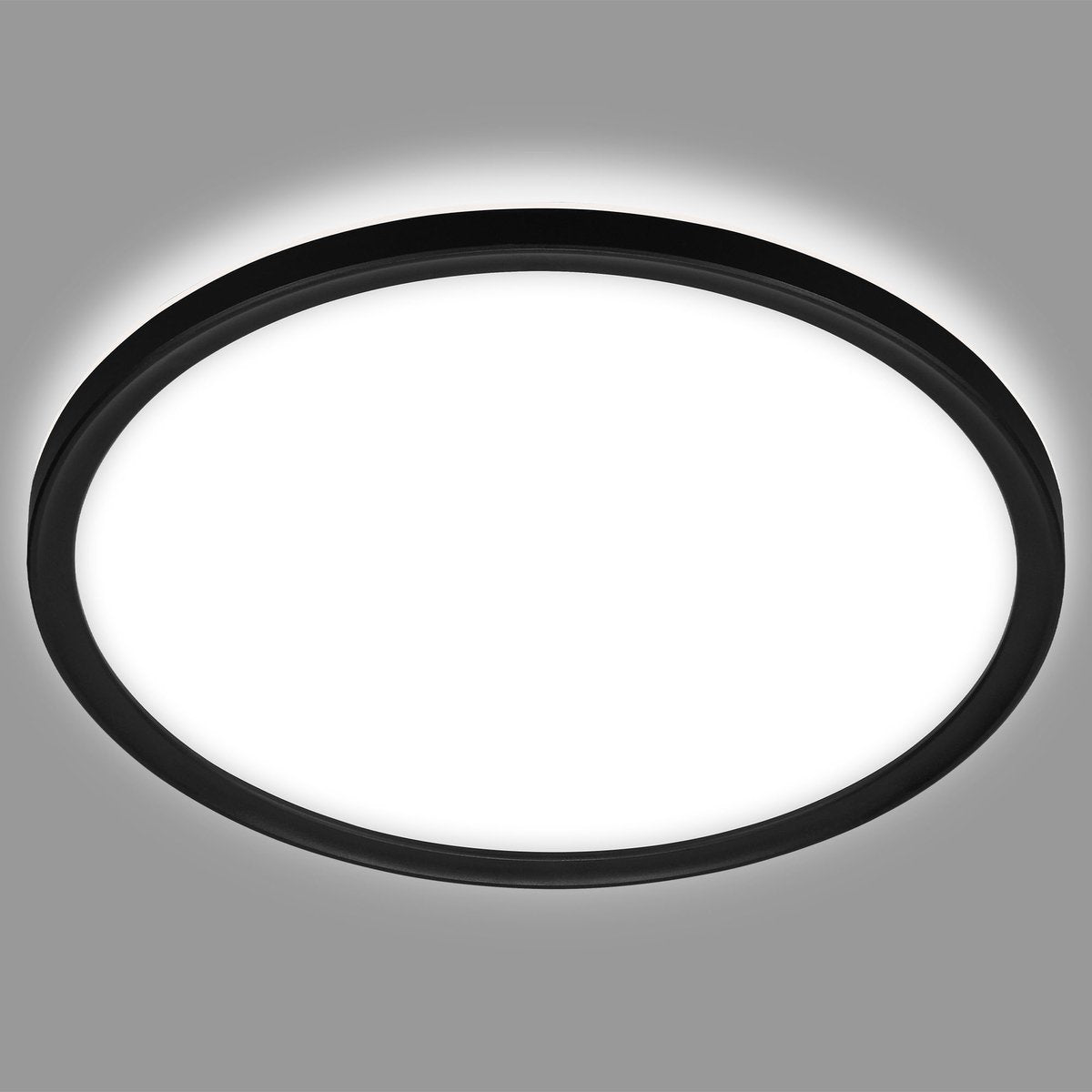 Briloner - LED-Badezimmerbeleuchtung - Deckenleuchte mit Hintergrundbeleuchtung - Badezimmer-Deckenleuchte - IP44 - ø42 cm - Schwarz