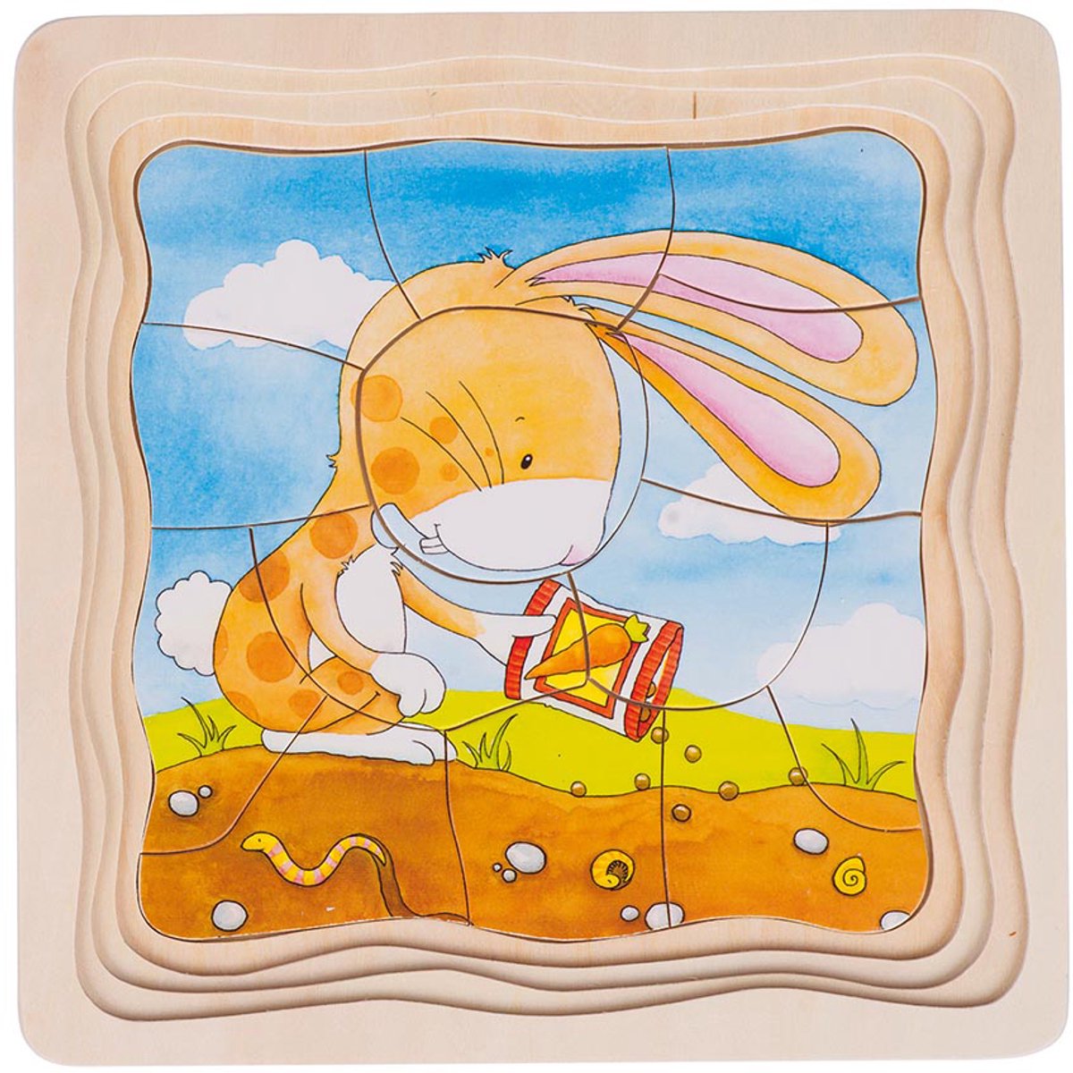 Goki Holz-Schichtenpuzzle - Gemüsegarten, 53 Teile.