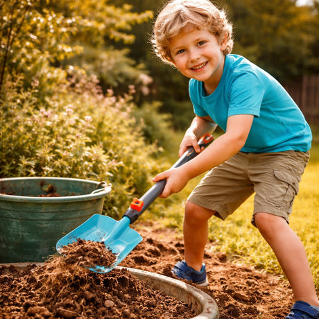 Gardena Kinder-Gartenschaufel – Gartengeräte für Kinder – Wechselsystem – 84,5 cm Stiel – Kunststoff und Stahl – ab 3 Jahren