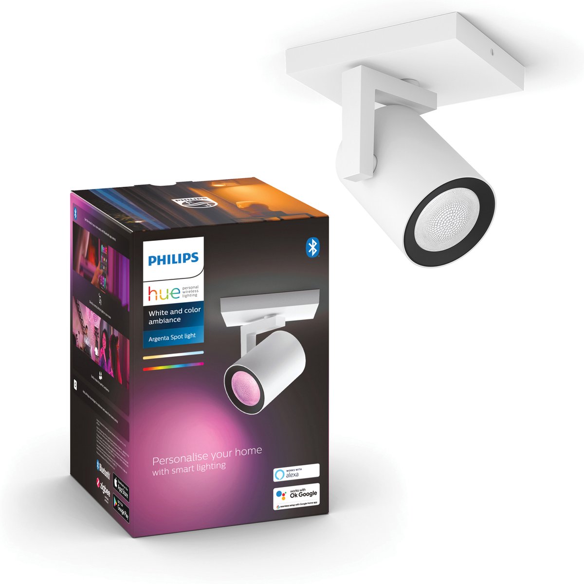 Philips hue argenta opbouwspot - wit en gekleurd licht - 1-spot - wit