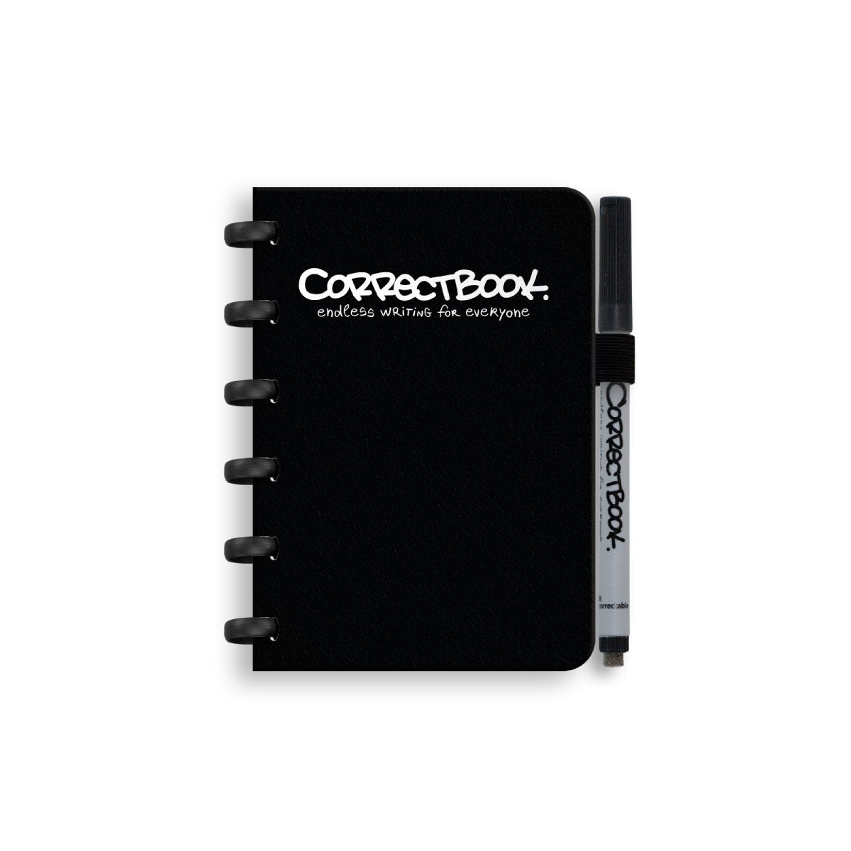 Correctbook a6 löschbares Notizbuch – wiederverwendbares Notizbuch – Tinte schwarz schwarz – liniert – inklusive Stiftwischtuch – kann mit zusätzlichen Seiten ergänzt werden