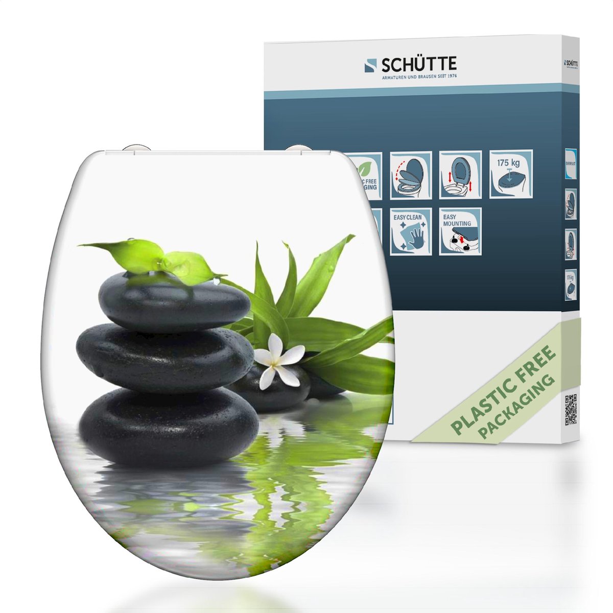 Schütte Toilettensitz mit weicher Jasmin-Duroplast mit Druck