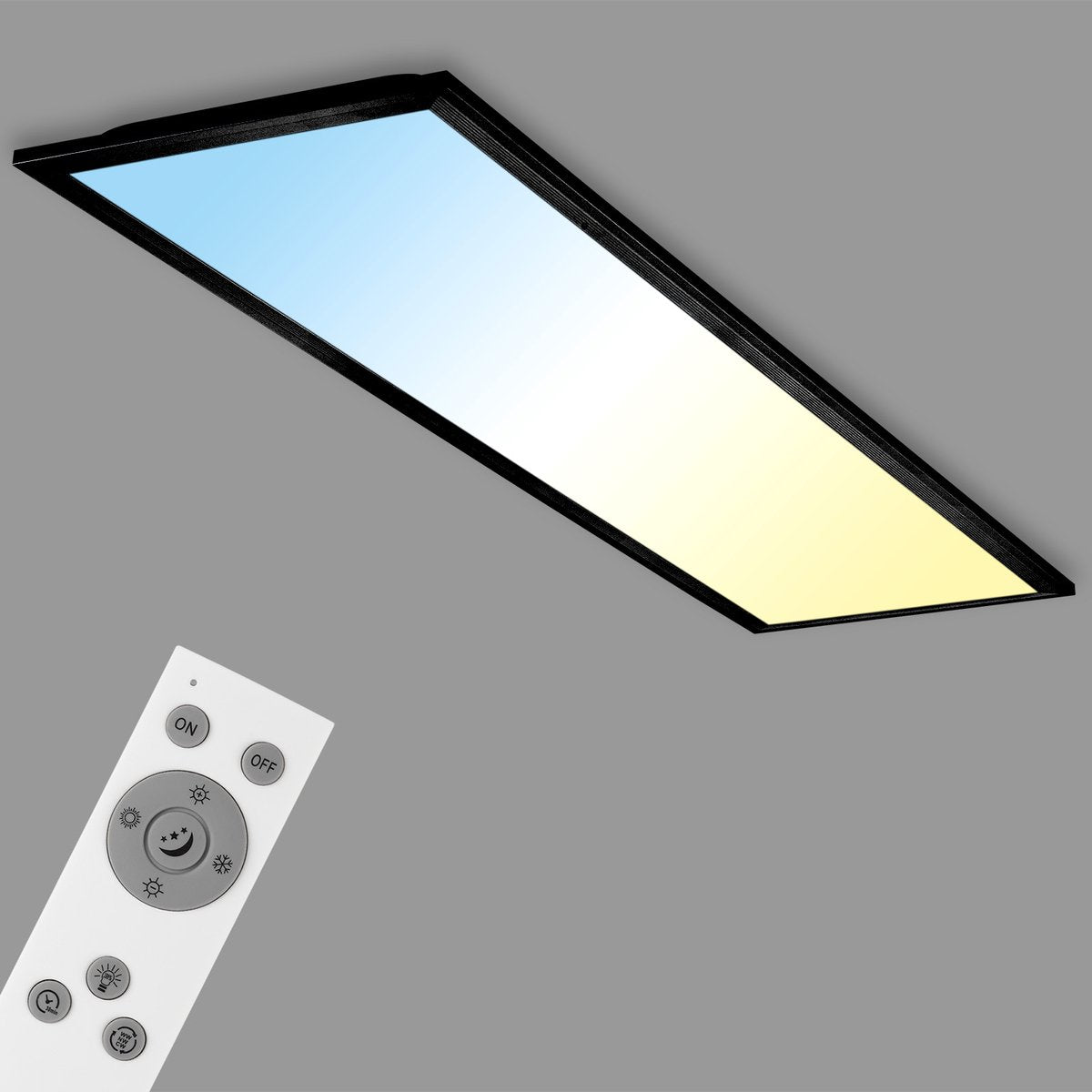 Briloner Piatto – LED-Deckenleuchte – dimmbare Deckenleuchte – mit CCT – mit Fernbedienung – 24 W – schwarz – 100 cm