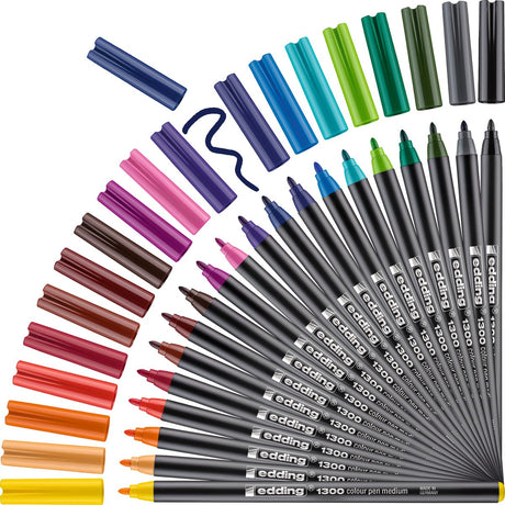 Edding 1300 20 s Zeichenstift-Set – 20 Stück in verschiedenen Farben – Rundspitze 2 mm – zum Schreiben und Skizzieren sowie für Layoutarbeiten auf farbigem hellem Papier – Schreiben unter anderem auf Geburtstagskarten, Postkarten oder Notizen