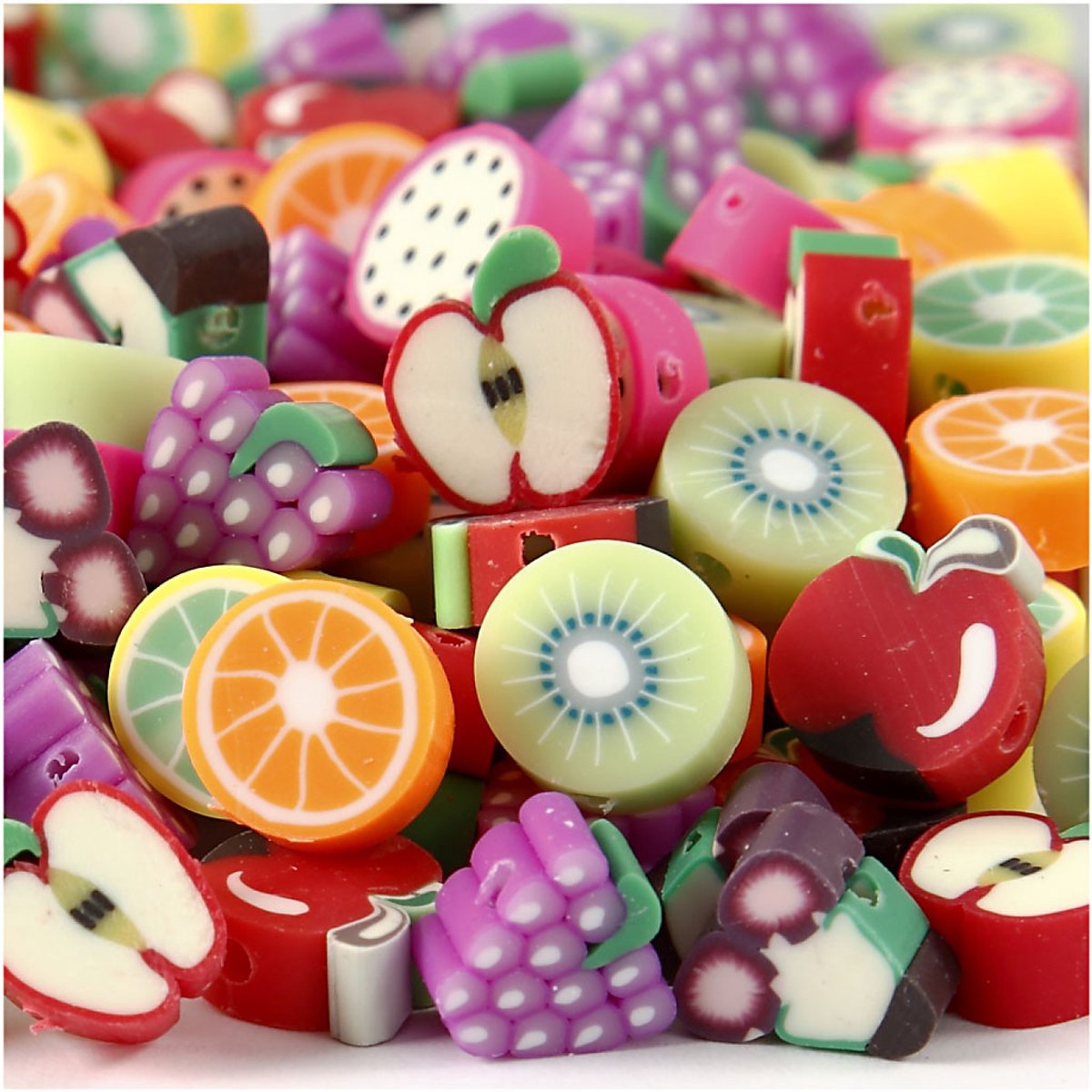 Creativ Company Figurenperlen, Obst, D 10 mm, Lochgröße 1,5 mm, 200 div. 1 Box