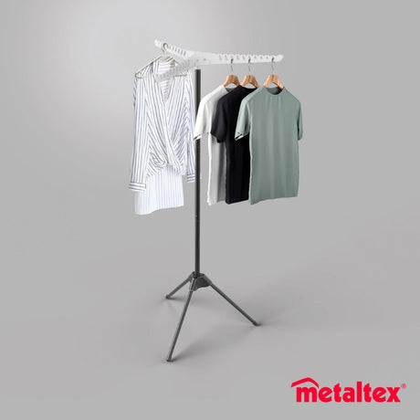 Metaltex – Wäscheständer Tri-Hang – verstellbarer Kleiderständer – 150 cm – multifunktional – faltbar – für 33 Kleiderbügel