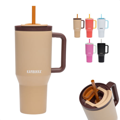 Kambukka Rio – Trinkbecher 950 ml – Mandel-Traum-Wasserflasche mit Teleskop-Strohhalm – auslaufsicher – BPA-frei