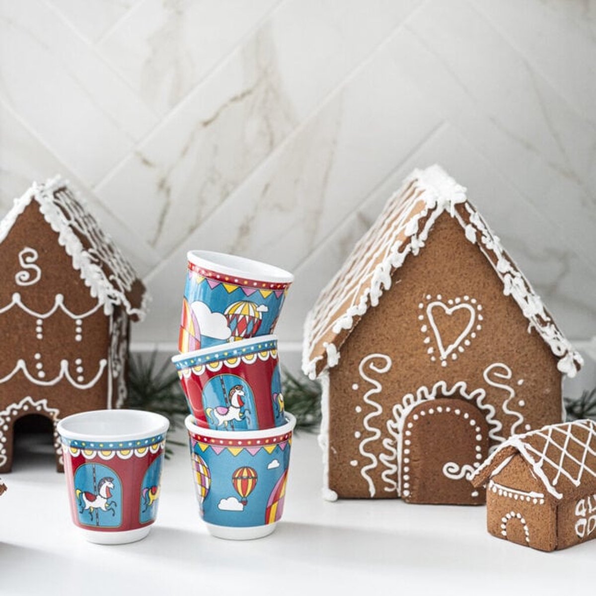 Bialetti Winter Wonderland Espressotassen 80 ml – 4er-Set – Keramik – limitierte Auflage