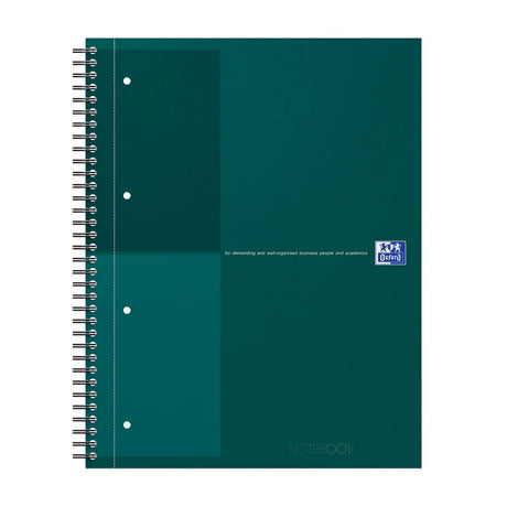 Internationales Oxford-Notizbuch, A4+, liniert, 4 Löcher, 80 Blatt, stabiler Kartoneinband, 30 Jahre grün