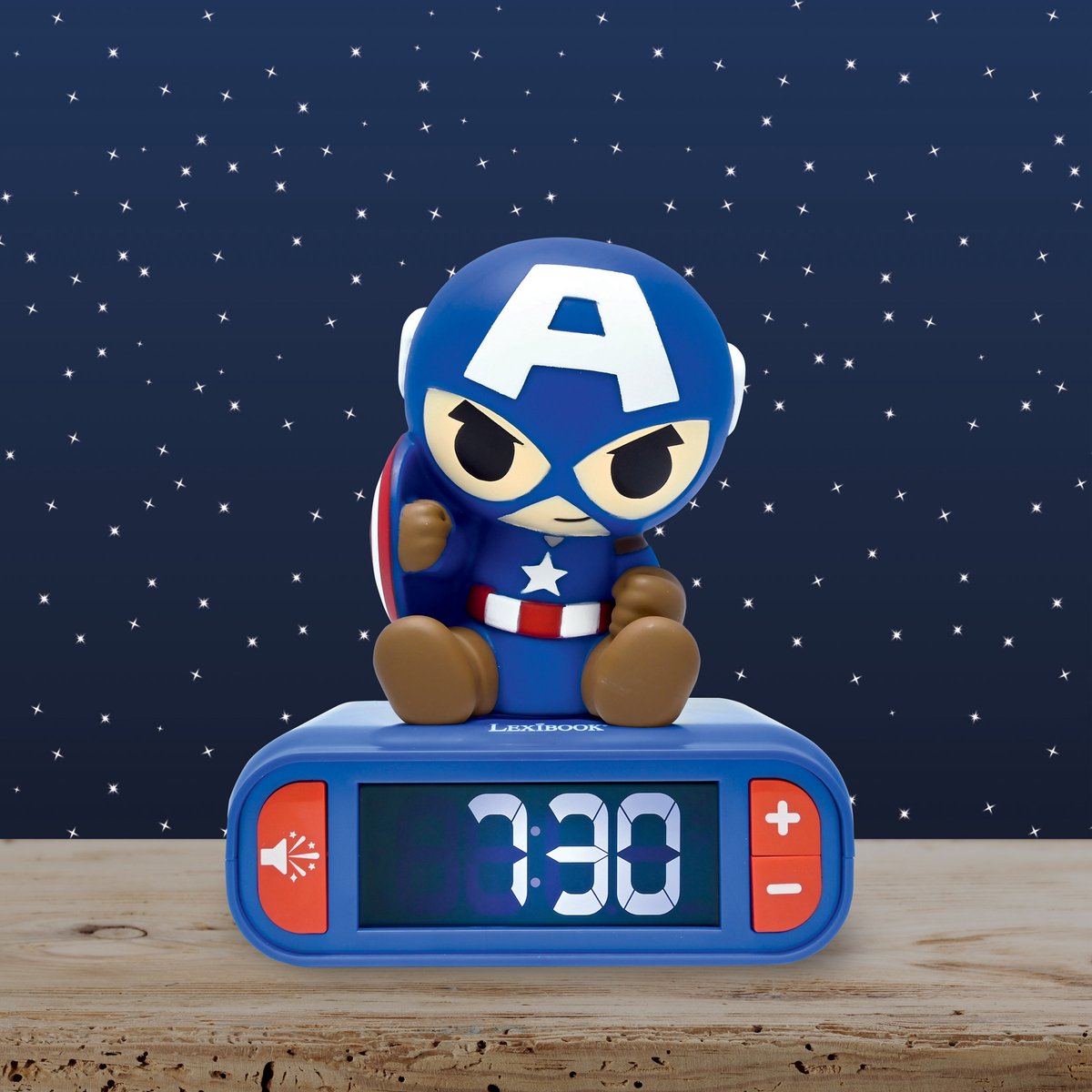 Lexibook Captain America Nachtlichtwecker mit Geräuschen