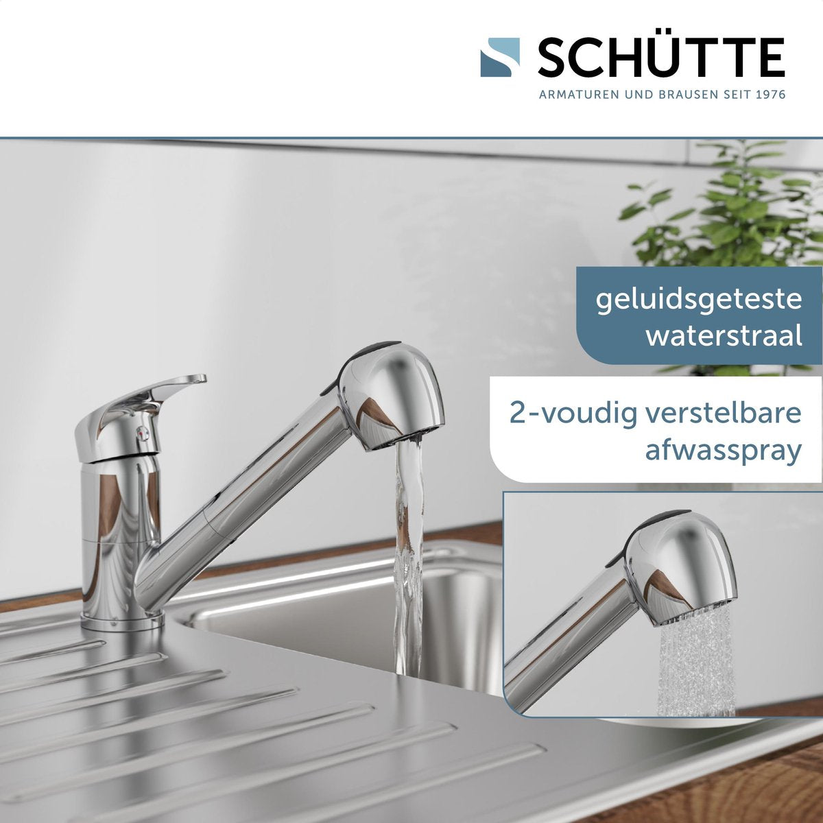 Schütte One -Button Mixer Einwegguss -Spout Diziani Chrom -gelenkt