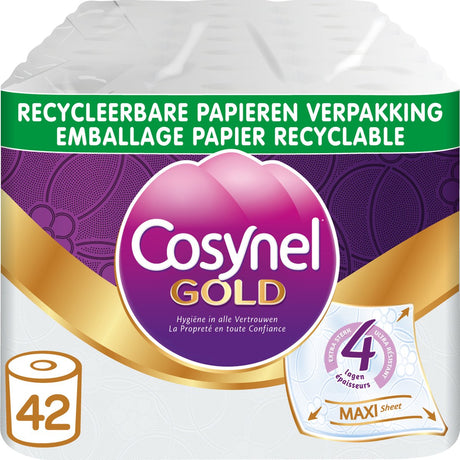 Cosynel Toilettenpapier – 42 Rollen – Goldweiß (4-lagig) – Vorteilspack