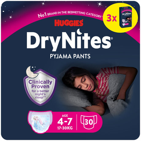 Drynites Huggies Windelhöschen – Mädchen – 4 bis 7 Jahre (17 – 30 kg) – 30 Stück – Vorteilspack