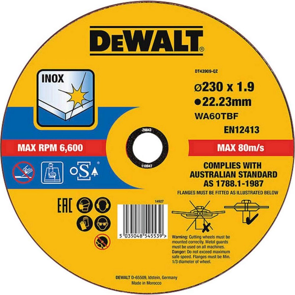 Dewalt dt43909 Trennscheibe Edelstahl 230 mm