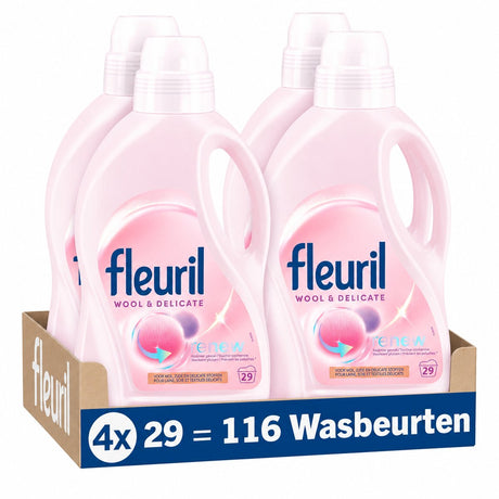 Fleuril wasmiddel wool delicate | 1,305 l | 4 x 29 wasbeurten | 116 wasbeurten | voordeelverpakking