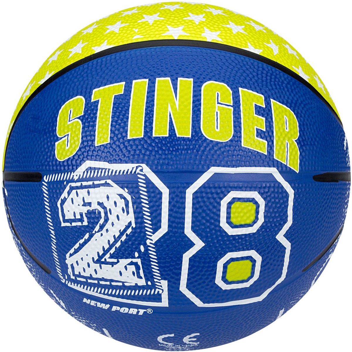 New port mini basketbal print - kobalt fluorgeel wit - 3