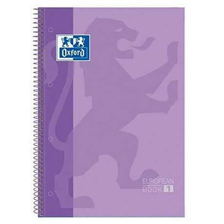Oxford School Europeanbook – Notizbuch – farbiger Rand – A4+ – Raute 5 mm – 80 Blatt – 4 Löcher – Hardcover – Pastellviolett