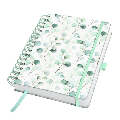 Sigel Spiralnotizbuch A5 – Jolie – Hardcover – 240 Seiten – blanko – 120-Gramm-Papier – Eukalyptustag – si-jn656