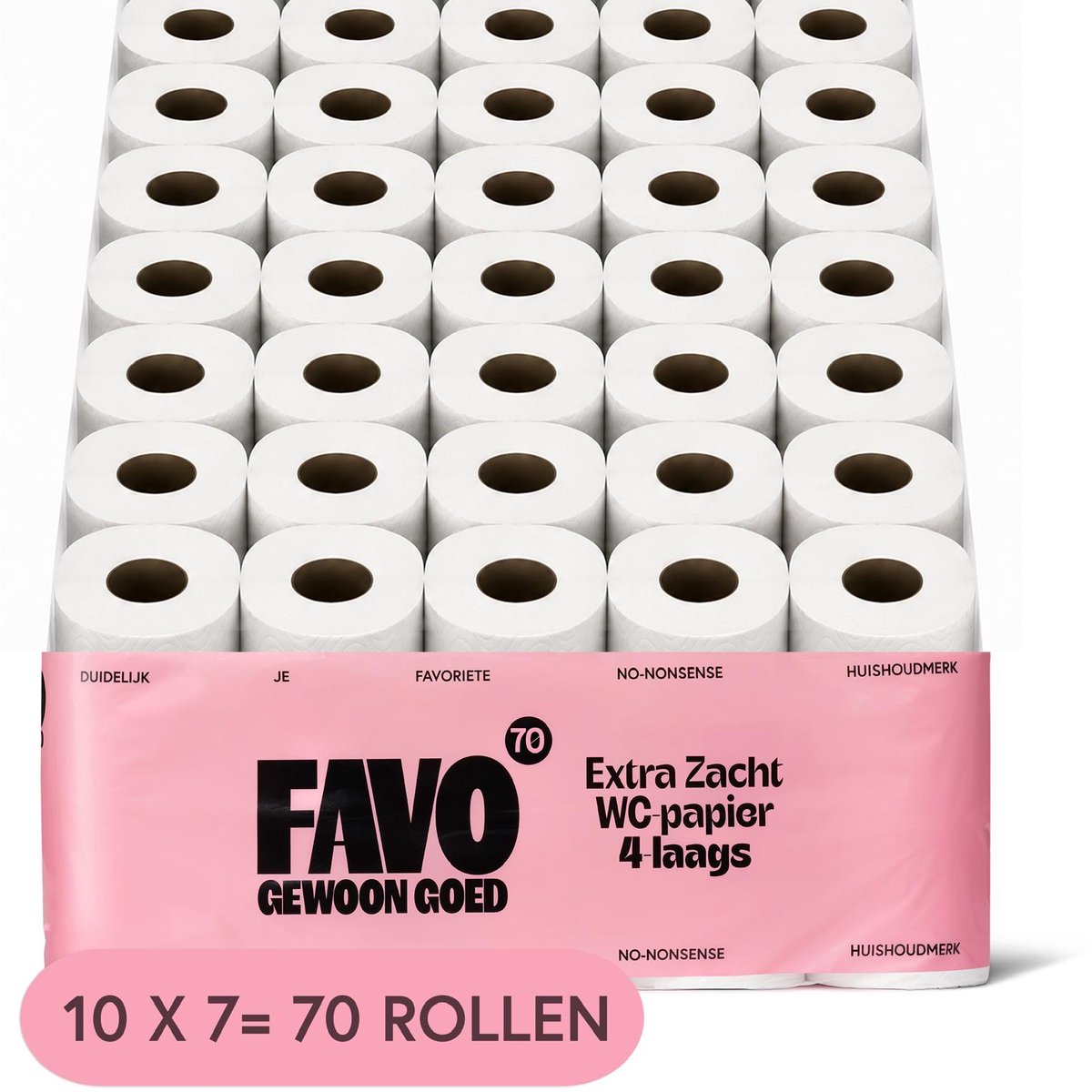 Favo gewoon goed favo toiletpapier - 4-laags - 70 rollen - 160 vellen per rol - extra zacht sterk wc-papier - voordeelverpakking