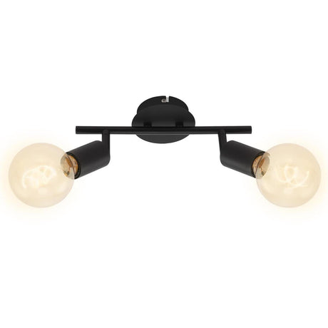 Briloner pearl - plafond spot 2-lichts - plafondlamp retro vintage - spotkoppen draaibaar en kantelbaar - 2x e27 - max. 60w - metaal - zwart - met een metalen rand