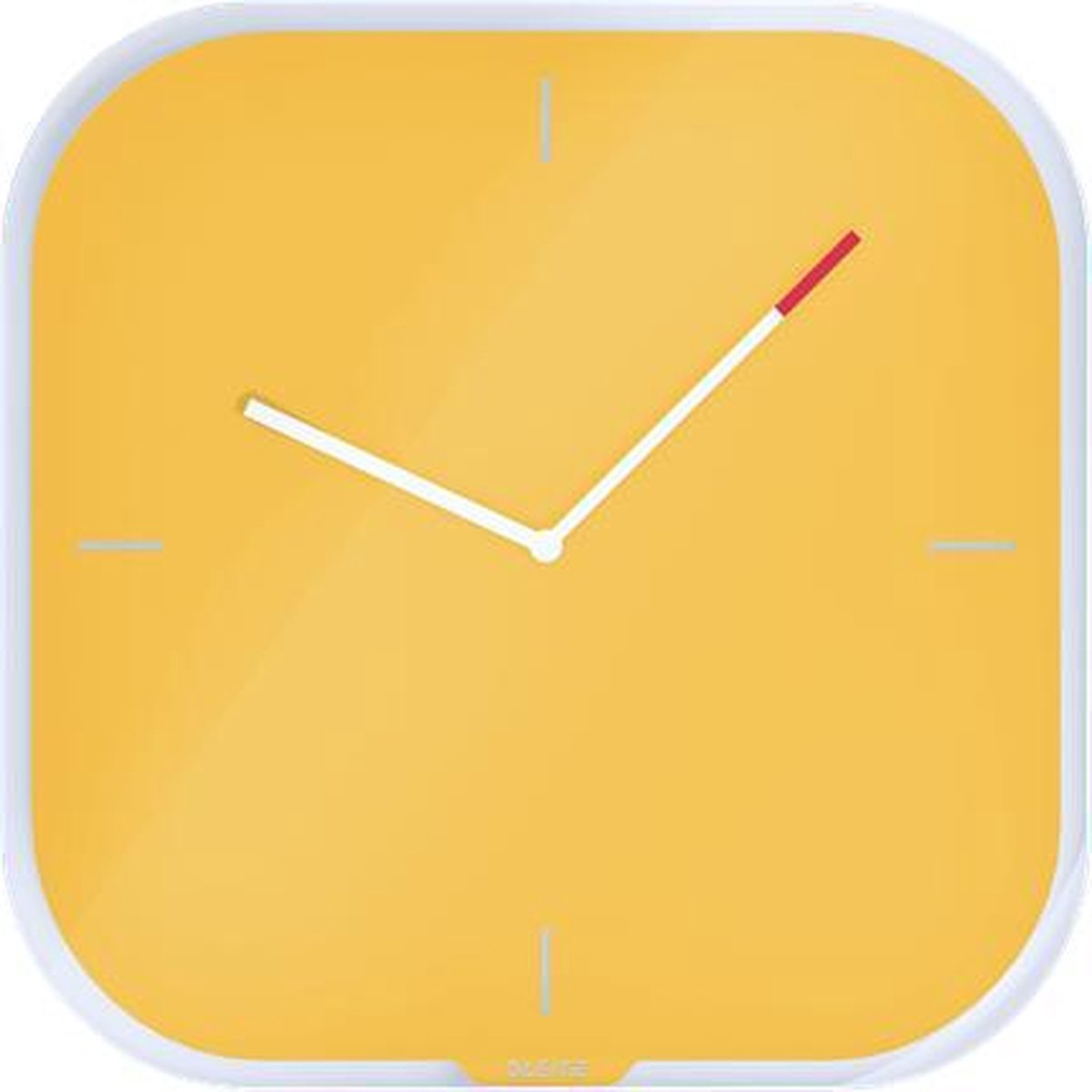 Leitz gemütliche stille Glas-Wanduhr – beschreibbare Wanduhr inklusive Marker – ideal für Home-Office und Arbeiten von zu Hause aus – warmes Gelb