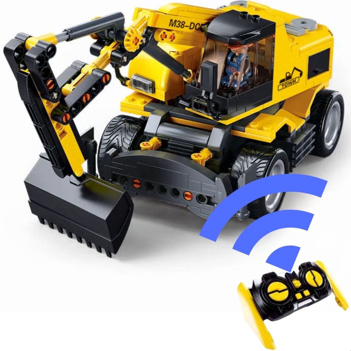 Sluban Powerbricks E7 Mobilbagger RC Bagger Fahrzeug Konstruktionsspielzeug – Konstruktionsspielzeug – Baukasten mit 353 Bausteinen – M38-B1155 ab 8 Jahren