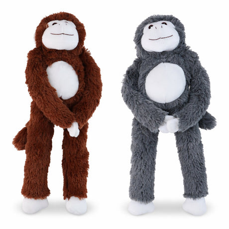 Merkloos sans marque eddy toys pluche aap - 43452 - plush monkey knuffel met klittenband handen - pluche aap knuffel met lange armen en benen - zachte knuffel aap speelgoed - bruin of grijs - 1 willekeurige kleur
