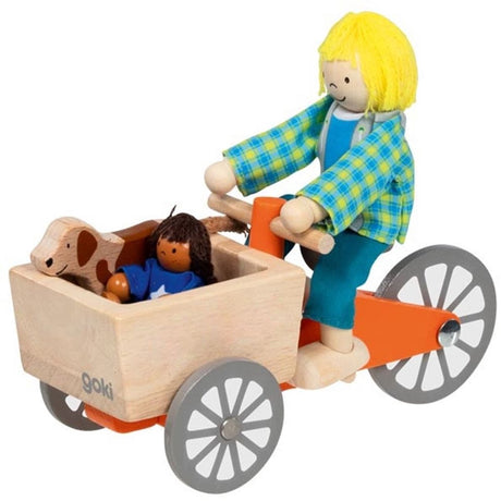 Goki Biegepuppen – Transportfahrrad mit 2 Puppen – und Hund – 3 Jahre