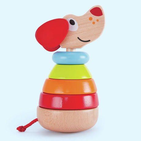 Hape Stapelhund Pepe – Stapelturm aus Holz mit Sound für Babys ab 12 Monaten