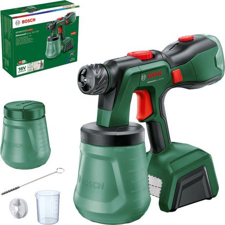 Bosch advancedspray 18v-500 – Farbspritzgerät – inklusive Reinigungsbürste – Messbecher – Farbbehälter mit Deckel – Feinsprühdüse – ohne Akku und Ladegerät