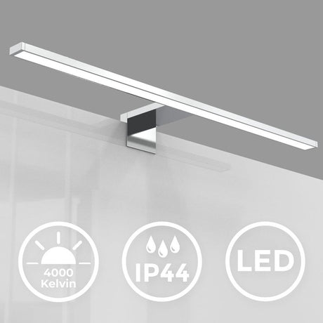 B.k.licht – LED-Spiegelleuchte – Wandleuchte mit Chromfarbe – Badezimmerbeleuchtung – L: 60 cm – IP44 – 4.000 K – 8 W