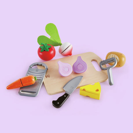 Hape Cooking Essentials – Spielzeugküchenset mit Schneidebrett und Gemüse, 10-teilig, ab 3 Jahren