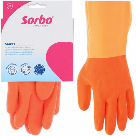 Sorbo Haushaltshandschuhe Strong M – Orange – Gummi-Reinigungshandschuhe mit Baumwollfutter