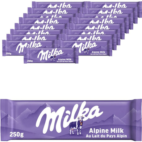 Milka mmmax Schokoriegel Alpenmilch - Box 17 x 250g - Schokoriegel und Tafeln - Vorrat - Geburtstagsgeschenk Frau oder Mann - Geschenkset für Mann und Frau