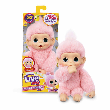 Kleine lebende Haustiere – My Baby Monkey Minis „Luna Lemon“ Babyaffe – interaktives Plüschtier