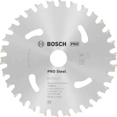 Bosch Pro Steel Akku-Sägeblatt für Kreissägen 136 x 1,6 x 20 mm -...