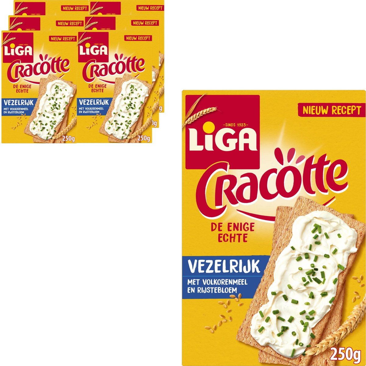 Liga Cracotte Light Cracker reich an Ballaststoffen 6 x 250g – Cracker – Brotersatz – reich an Ballaststoffen – Frühstück