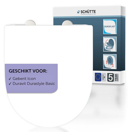 Schütte WC-Sitz 82813 pro 6 - D-Form - Fallbremse - abnehmbar - passend für Geberit Icon, Duravit Durastyle Basic - Belastbar bis 250 kg