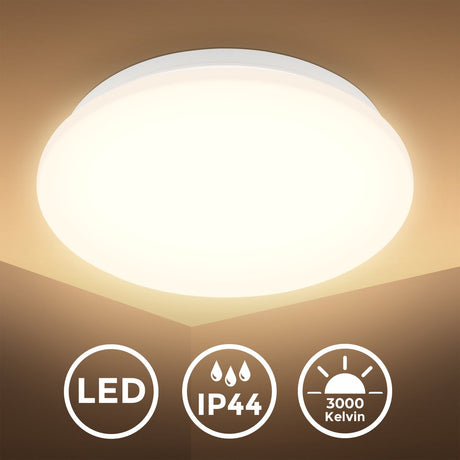 B.K.licht - LED-Deckenleuchte mit Bewegungsmelder - Badezimmerbeleuchtung - 27x6 cm (dxh) - weiß