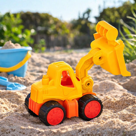 Eddy toys sand truck loader 2as - zandspeelset graafmachine van kunststof - speelgoedvoertuig voor strand en zandbak - 23,1 x 8,9 x 11,2 cm - geel, turkoois en donker oranje