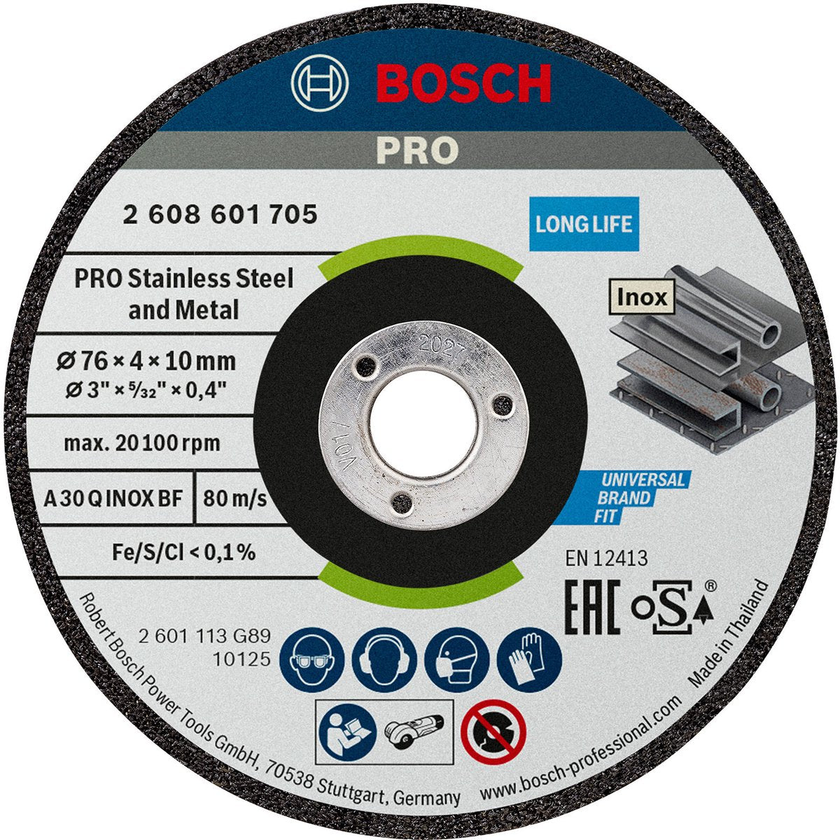 Bosch Zubehör 2608601705 2608601705 Schleifscheibe gerade Durchmesser 76 mm Bohrungsdurchmesser 10 mm 2 Stück