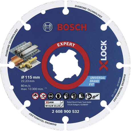Bosch Zubehör 2608900532 x-lock Diamanttrennscheibe Durchmesser 115 mm Bohrungsdurchmesser 22,23 mm Metall 1 Stück(e)