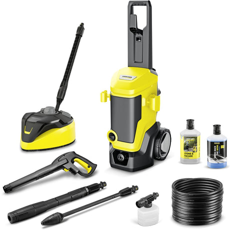 Kärcher K 7 WCM FJ Home Hochdruckreiniger – 180 bar – 600 l h – 60 m² h – Terrassenreiniger T 7 Plus – Schaumstrahl – geeignet für u. a. Auto - Terrasse - Wohnmobile - Wohnwagen - Fahrräder - Motorräder - Gartenmöbel und Bereiche rund um das Haus