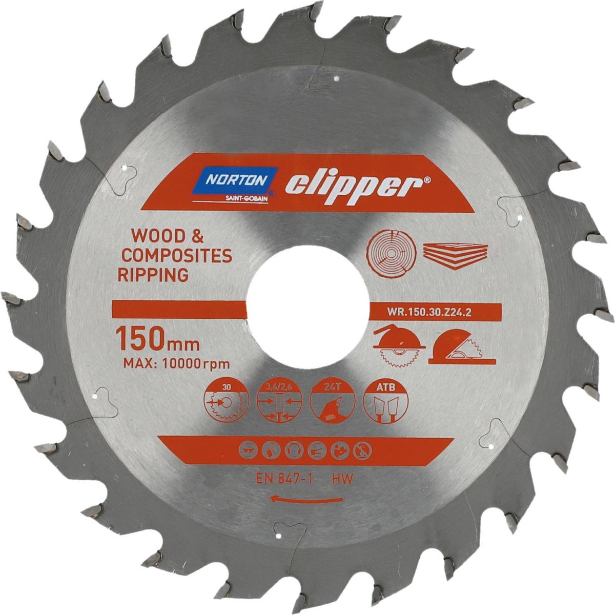 Norton - Kreissägeblatt - 150 mm - für Holz und Verbundwerkstoffe - 24 Zähne