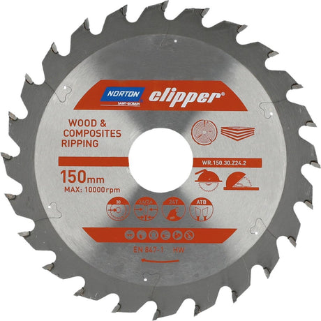 Norton - Kreissägeblatt - 150 mm - für Holz und Verbundwerkstoffe - 24 Zähne