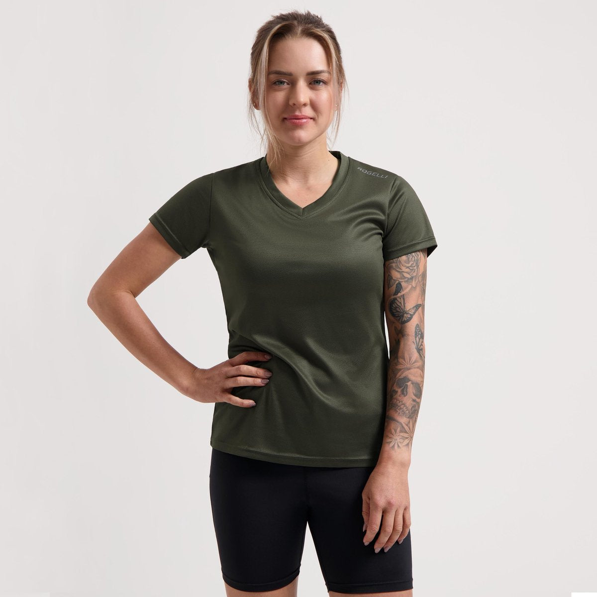 Rogelli promo hardloopshirt dames - korte mouwen - legergroen - xxl