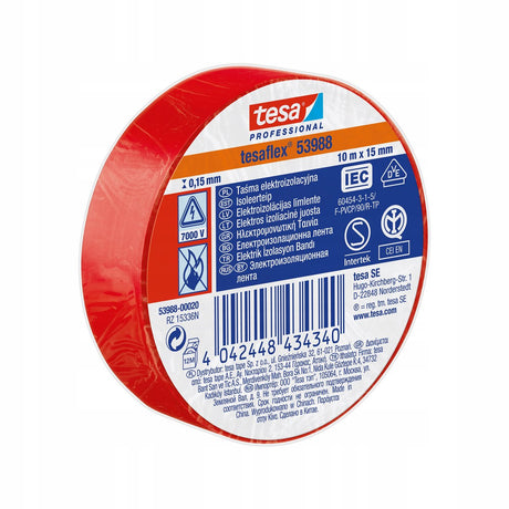 Tesa Flex 53988 Elektroisolierband rot 15 mm x 10 m